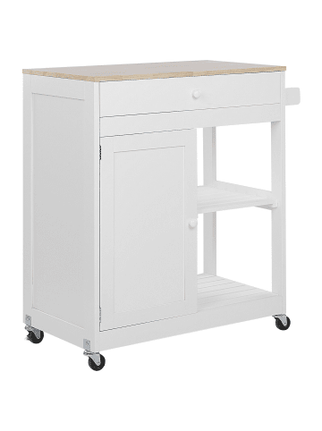 Beliani Servierwagen TRAPANI in Weiß/Braun - (W) 75 x (H) 87 x (L) 44 cm