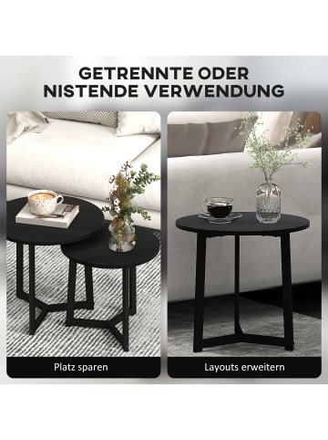 HOMCOM Couchtisch Set-Ø48 x 45H cm-Schwarz