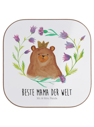 Mr. & Mrs. Panda Untersetzer Bär Königin mit Spruch in Weiß
