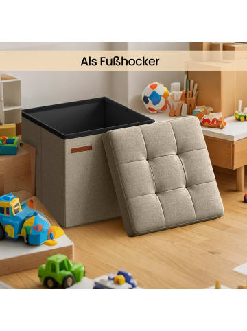 SONGMICS Sitzhocker Minota in Kamelbraun - (B)30 x (H)30 x (T)30 cm