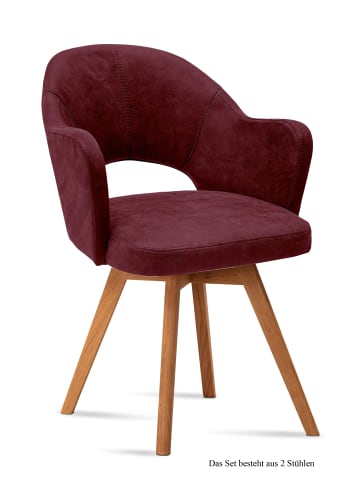 58 aufm Kessel ARMLEHNSTUHL (2er-Set) Dolly 59x87x61 Eiche geölt/Marsala