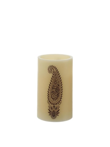 MARELIDA XXL LED Kerze Ornament Echtwachs flackernd in creme - H: 20cm