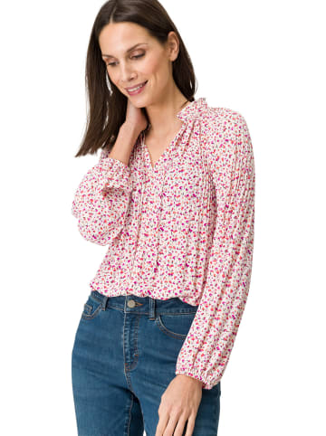 Zero  Plissee Bluse mit Blumen in CreamPurple