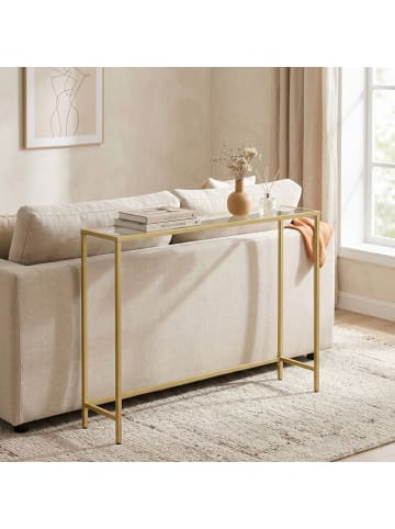 VASAGLE Konsolentisch Baris in Gold-Transparent - (B)100 x (H)80 x (T)20 cm