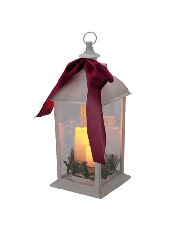 Home&Styling Collection Weihnachtlicher Leuchtturm mit 3 LED-Kerzen und Timer in Weiß, 20 x 49 x 20 cm