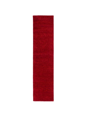 Pergamon Wolle Natur Teppich Läufer Gabbeh Maya Einfarbig in Rot