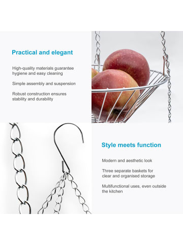 Intirilife Küchenampel Hängekorb in Silber