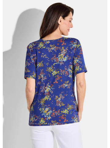 GOLDNER Shirt Shirt in royalblau / gelb / koralle / gemustert