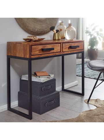 FineBuy Konsolentisch in Braun / Sheesham / 90x36x77