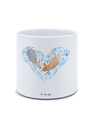 Mr. & Mrs. Panda Blumentopf Groß Mäuse Herz ohne Spruch in Weiß