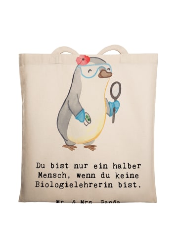 Mr. & Mrs. Panda Tragetasche Biologielehrerin Herz mit Spruch in Creme