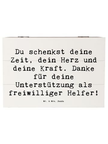 Mr. & Mrs. Panda Truhe Spruch Freiwilliger Dank mit Spruch in Weiß
