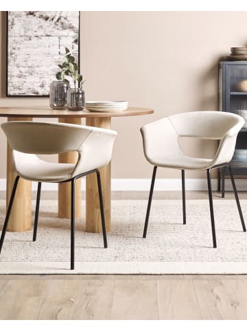 Beliani 2er-Set Esszimmerstuhl ELMA in Beige/Schwarz
