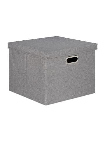 relaxdays 4x Aufbewahrungsbox in Grau - (B)43 x (H)34 x (T)43 cm