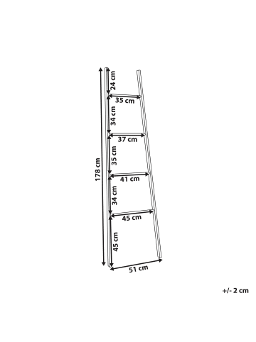 Beliani Handtuchständer OTAVALO in Braun/Weiß - (W) 51 x (H) 178 x (L) 2 cm