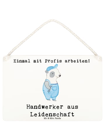 Mr. & Mrs. Panda Schild Handwerker Leidenschaft mit Spruch in Weiß
