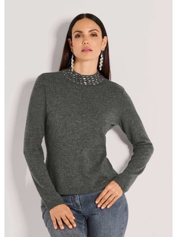 MADELEINE Eleganter Wollpullover mit Stehkragen in bleigrau / melange