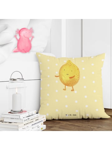 Mr. & Mrs. Panda Deko Kissen Beste Freunde Zitrone mit Spruch in Gelb Pastell