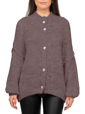 Reichstadt Damen Relaxed Fit Strickjacke Oversized-Look in Taupe