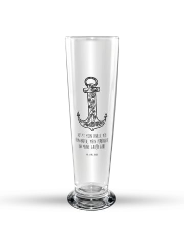 Mr. & Mrs. Panda Glas mit Gravur Anker Blau mit Spruch in Transparent