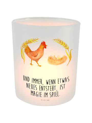 Mr. & Mrs. Panda Kerzenhalter Huhn Stolz mit Spruch in Transparent