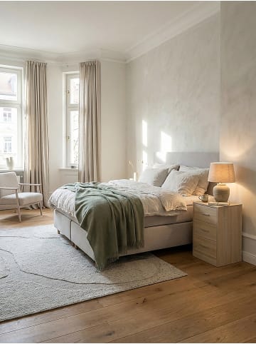 KADIMA DESIGN Moderner Nachtschrank, Holz, 3 Schubladen, melaminharzbeschichtet in Beige