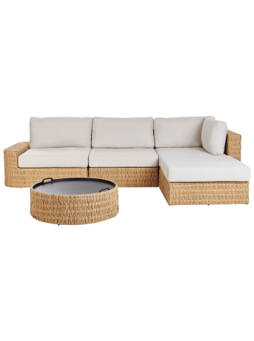 Beliani 3-tlg Sitzgruppe OLIVERI in Naturfarben/Beige linksseitig