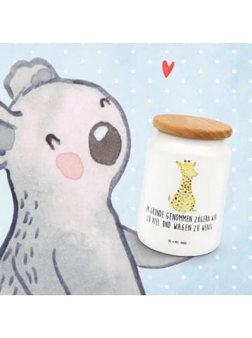 Mr. & Mrs. Panda Vorratsbehälter Giraffe Zufrieden mit Spruch in Weiß