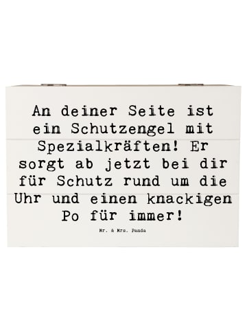 Mr. & Mrs. Panda Holzkiste Spruch Schutz Schutzengel mit Spruch in Weiß