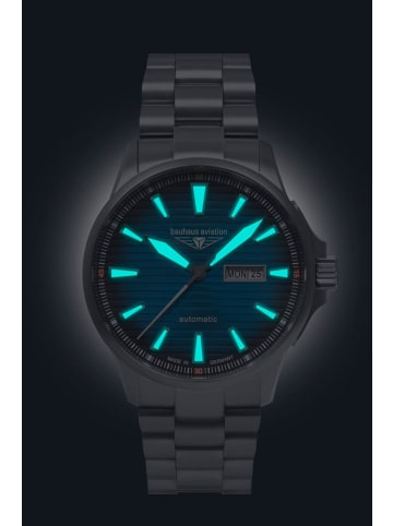 Bauhaus Herrenuhr Aviation Iron Annie Automatik Titan/Blau