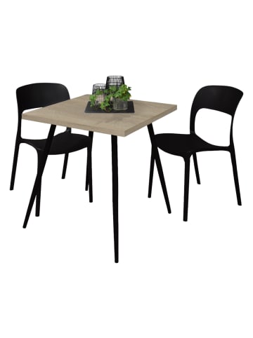 58 aufm Kessel BISTROTISCH Ekaterina 70x70x75 schwarz matt/eiche sägerau