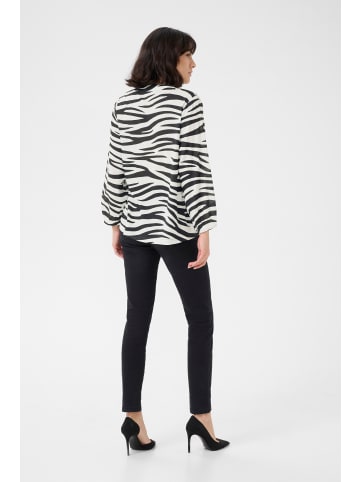Kaffe Kurzarm-Bluse KAjanne Regular fit in Chalk/Black Animal