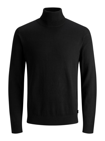 Jack & Jones Dünner Rollkragen Strickpullover Rundhals Basic Sweater JJEEMIL in Schwarz