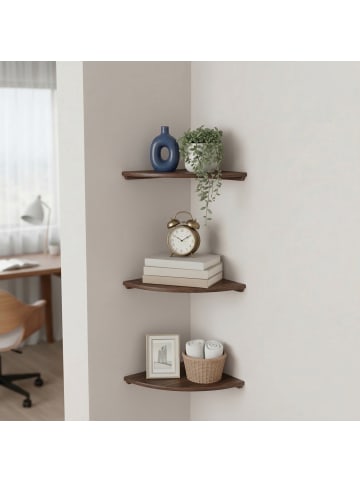 relaxdays Eckregal in Dunkelbraun - (B)35 x (H)3 x (T)35 cm