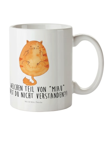 Mr. & Mrs. Panda Kindertasse Katze Mittelfinger mit Spruch in Weiß