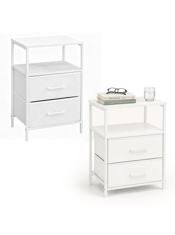 relaxdays 2 x Nachttisch in Weiß - (B)38 x (H)61 x (T)28 cm