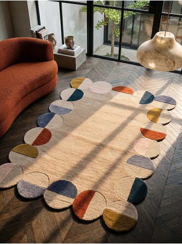 KADIMA DESIGN Teppich Wolle Handgetuftet HALLEIN Geometrisch Wohnzimmer in Beige-Multicolor