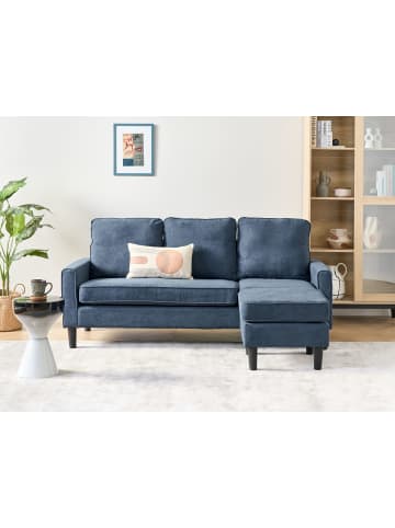 Beliani 2-tlg 3-Sitzer Sofa AVESTA in Blau/Schwarz