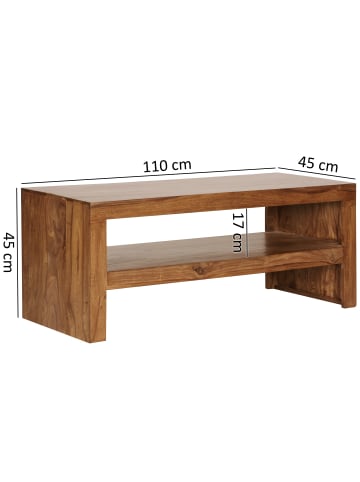 FineBuy Couchtisch in Braun / Sheesham / 45x110x45
