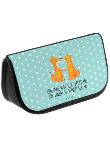 Mr. & Mrs. Panda Waschtasche Füchse Liebe mit Spruch in Türkis Pastell