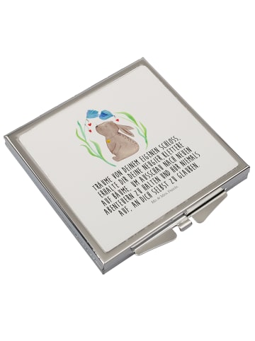 Mr. & Mrs. Panda Schminkspiegel Hase Blume mit Spruch in Weiß