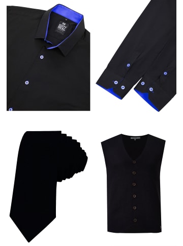 Rusty Neal Hemd mit Weste und Krawatte in Schwarz / Sax