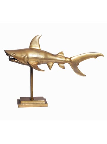 KADIMA DESIGN Dekofigur Hai Aluminium Maritim 70 cm mit Sockel, Design Metall in Gold