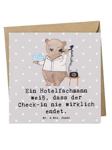 Mr. & Mrs. Panda Gutscheinkarte Hotelfachmann Lebensweisheit mit... in Grau Pastell