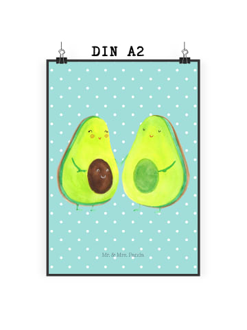 Mr. & Mrs. Panda Bild Avocado Pärchen ohne Spruch in Türkis Pastell