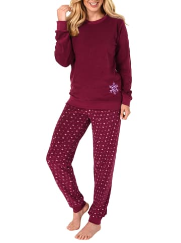 NORMANN Frottee Pyjama Schlafanzug langarm Bündchen - 38856 in rot