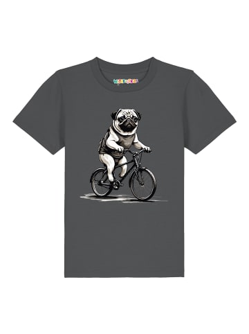 wat? Apparel T-Shirt Mops auf Fahrrad in Grau