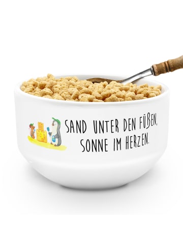 Mr. & Mrs. Panda Müslischale Sommer Meer Strand mit Spruch in Weiß