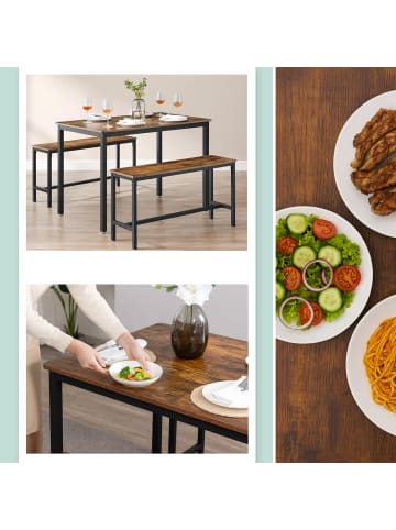 relaxdays 3-tlg. Esstisch Set in Industrial/ Schwarz