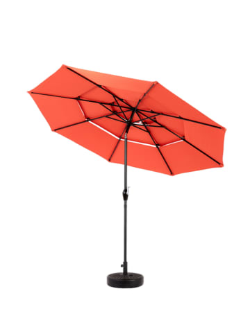 ABRIHOME Doppelseitiger Sonnenschirm in Orange Ø300 cm rechteckig mit Kurbel